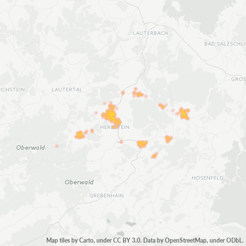 Bedrijfsconcentratie in Postcode 36358 - Herbstein, Hessen