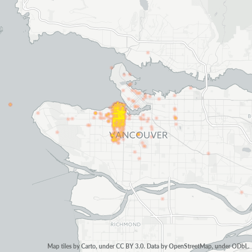 Bedrijfsconcentratie in Postcode V6J - Vancouver, Brits-Columbia