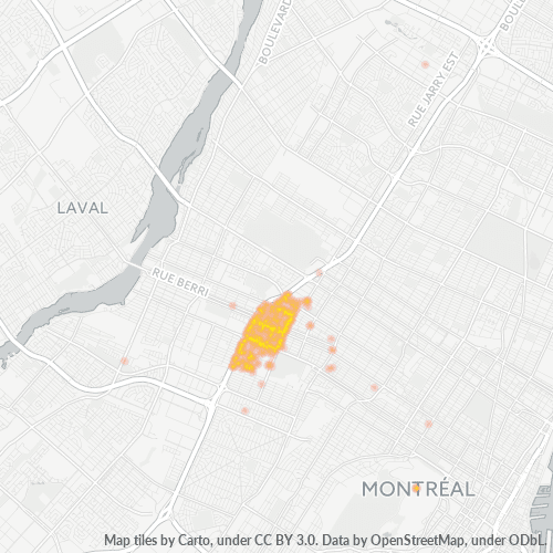 Bedrijfsconcentratie in Postcode H2P - Montreal (Canada)