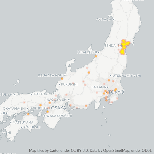 Bedrijfsconcentratie in Postcode 981 - Miyagi (prefectuur)