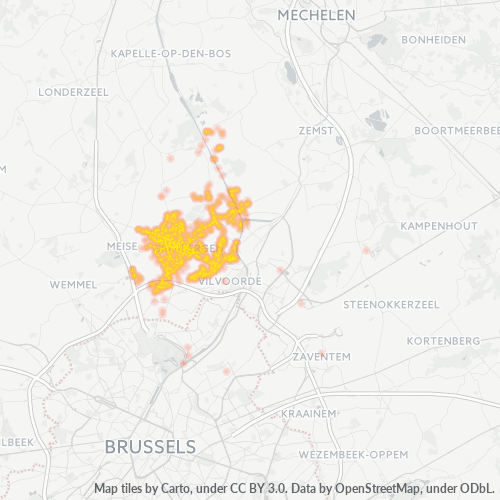 Bedrijfsconcentratie in Postcode 1850 - Grimbergen, Vlaanderen