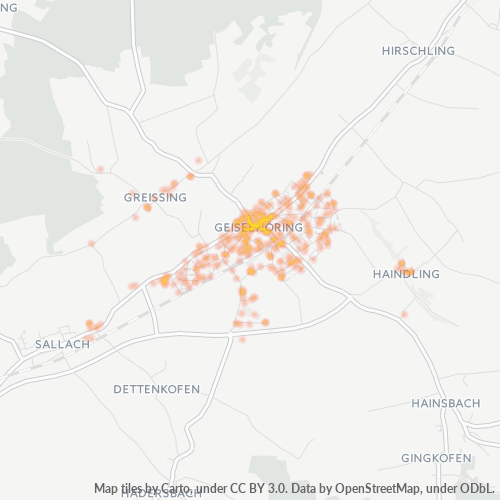 Bedrijfsconcentratie in Postcode 94333 - Geiselhöring, Beieren