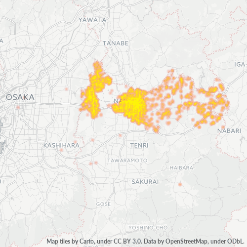 Bedrijfsconcentratie in Postcode 630 - Nara (prefectuur)