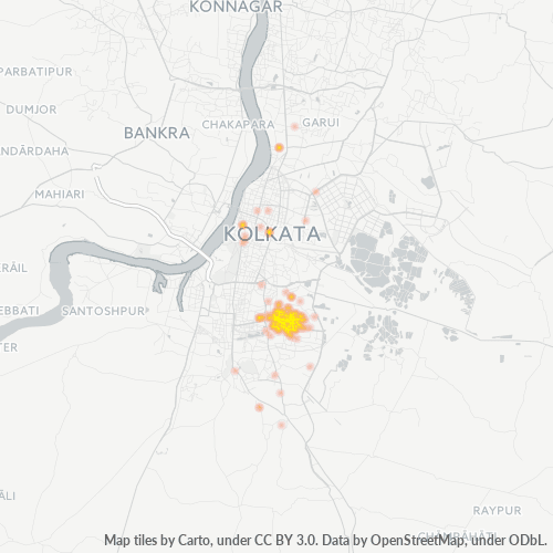 Bedrijfsconcentratie in Postcode 700042 - Calcutta, West-Bengalen
