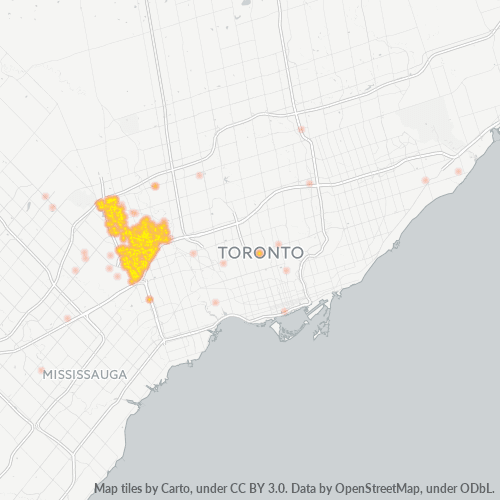 Bedrijfsconcentratie in Postcode M9W - Etobicoke West Mall, Ontario