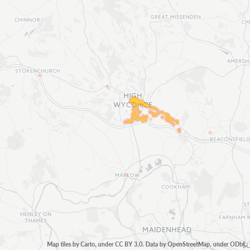 Concentrarea activității în Cod Postal HP11 - High Wycombe, Anglia