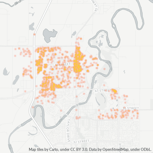 Bedrijfsconcentratie in Postcode T4P - Red Deer, Alberta
