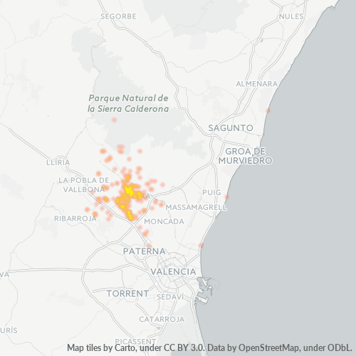 Verksamhetskoncentration i Postnummer 46117 - Valencia, Valencia (autonom region)