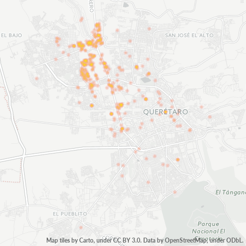 Verksamhetskoncentration i Postnummer 76120 - Querétaro, Querétaro Arteaga