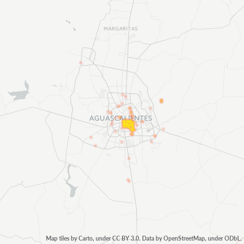 Verksamhetskoncentration i Postnummer 20240 - Aguascalientes, Aguascalientes (delstat)