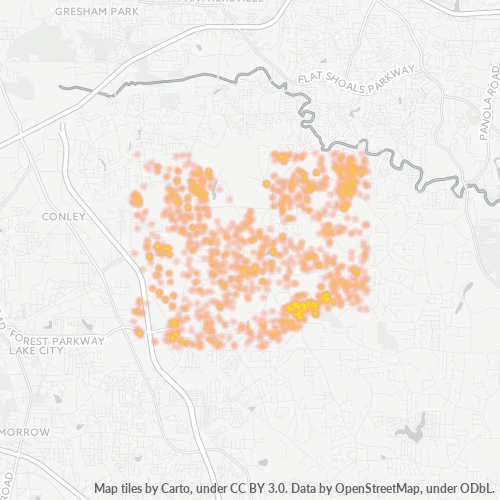 Bedrijfsconcentratie in Postcode 30294 - Rex, Georgia (staat)