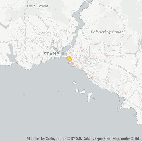 Business Concentration in Postal Code 34716 - Chalcedon, Istanbul Province