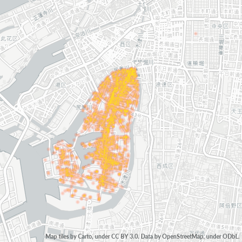 Bedrijfsconcentratie in Postcode 551 - Osaka (prefectuur)