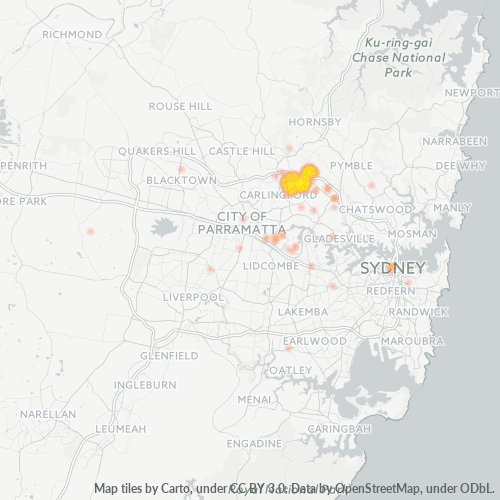 Dami ng Negosyo sa Postal Code 2121 - North Epping, New South Wales