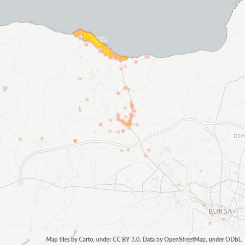 Bedrijfsconcentratie in Postcode 16940 - Mudanya, Bursa (provincie)