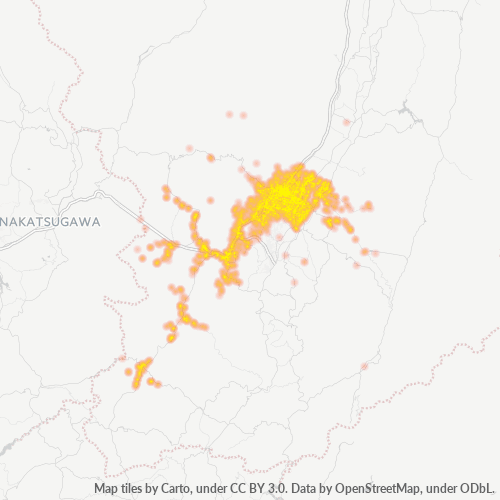 Bedrijfsconcentratie in Postcode 395 - Nagano (prefectuur)