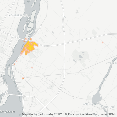 Verksamhetskoncentration i Postnummer J4G - Longueuil, Québec