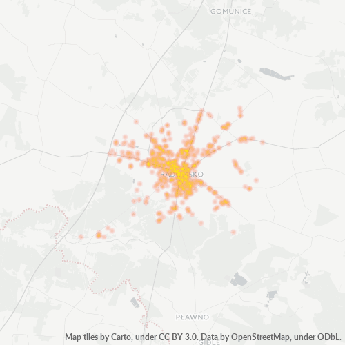 Bedrijfsconcentratie in Postcode 97-500 - Dziepułć, Woiwodschap Łódź