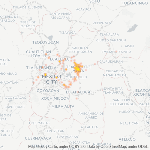 Verksamhetskoncentration i Postnummer 56100 - Texcoco de Mora, Mexiko (delstat)