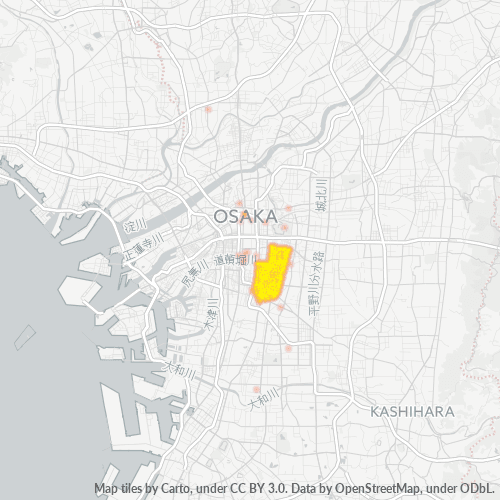 Bedrijfsconcentratie in Postcode 543 - Osaka (prefectuur)