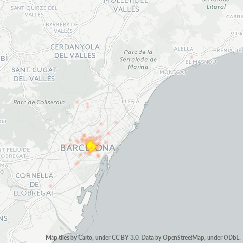 Geschäftskonzentration in Postleitzahl 08007 - Barcelona, Katalonien