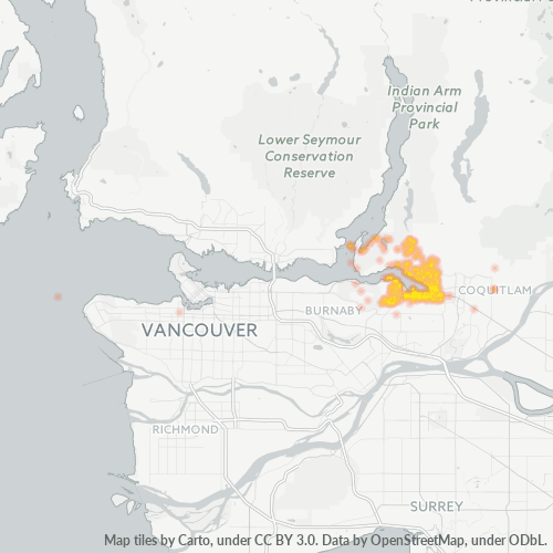 Bedrijfsconcentratie in Postcode V3H - Port Moody, Brits-Columbia