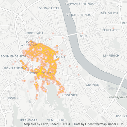 Bedrijfsconcentratie in Postcode 53115 - Bonn, Noordrijn-Westfalen