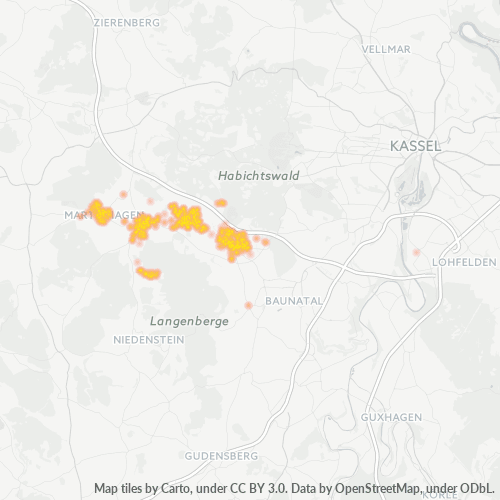 Geschäftskonzentration in PLZ 34270 - Kassel, Hessen