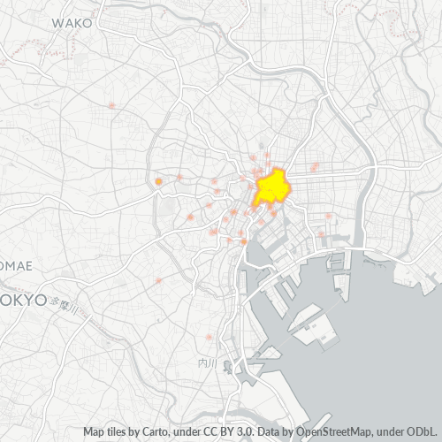 Bedrijfsconcentratie in Postcode 103 - Minamisenju, Tokyo Prefecture