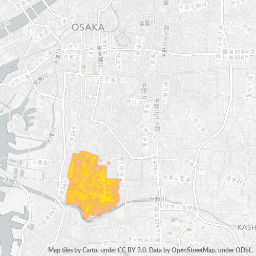 Bedrijfsconcentratie in Postcode 558 - Osaka (prefectuur)