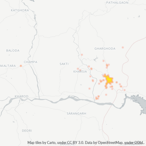 Bedrijfsconcentratie in Postcode 496001 - Raigarh, Chhattisgarh