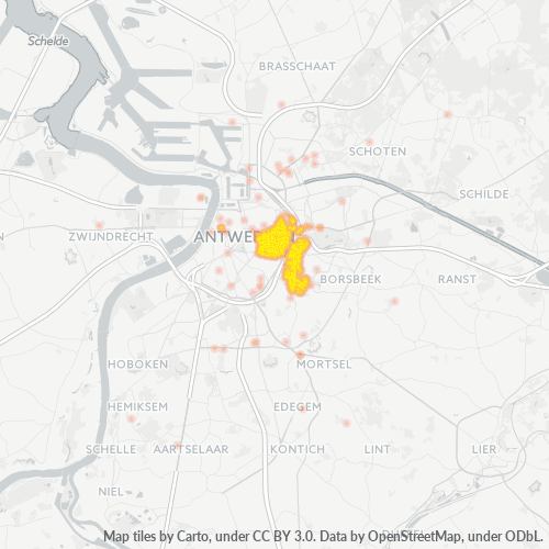 Concentrazione delle imprese in Codice Postale 2140 - Anversa, Fiandre