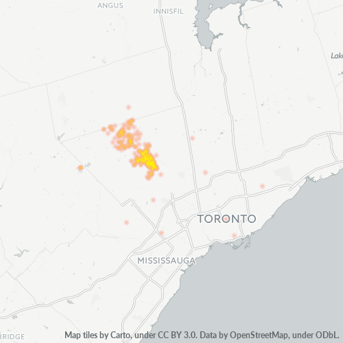 Bedrijfsconcentratie in Postcode L7E - Bolton, Ontario