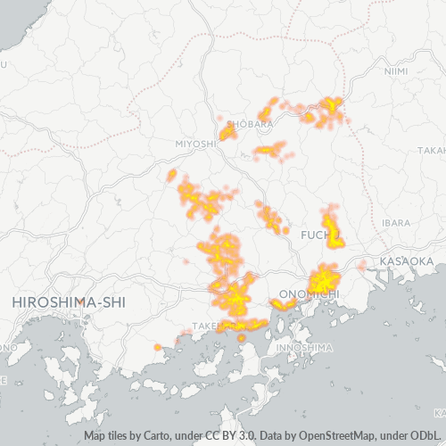 Bedrijfsconcentratie in Postcode 729 - Hiroshima (prefectuur)
