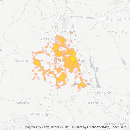 Verksamhetskoncentration i Postnummer PR7 - Storbritannien