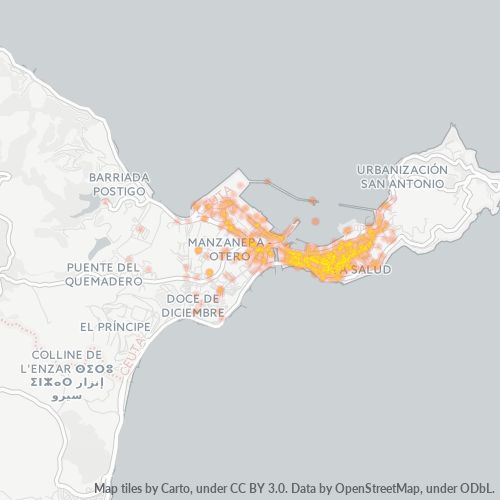 Bedrijfsconcentratie in Postcode 51001 - Ceuta