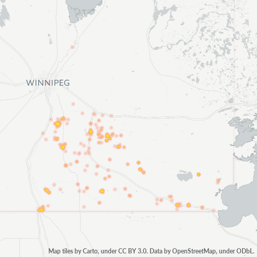 Bedrijfsconcentratie in Postcode R0A - Manitoba