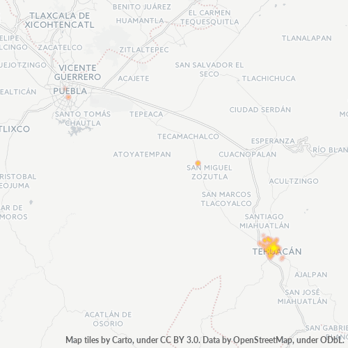 Dami ng Negosyo sa Postal Code 75700 - Tehuacán, Estado ng Puebla