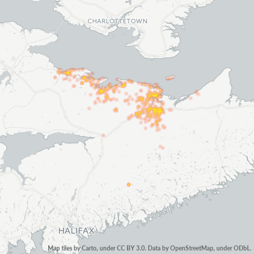 Bedrijfsconcentratie in Postcode B0K - Nova Scotia