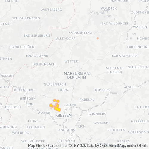 Bedrijfsconcentratie in Postcode 35444 - Hessen
