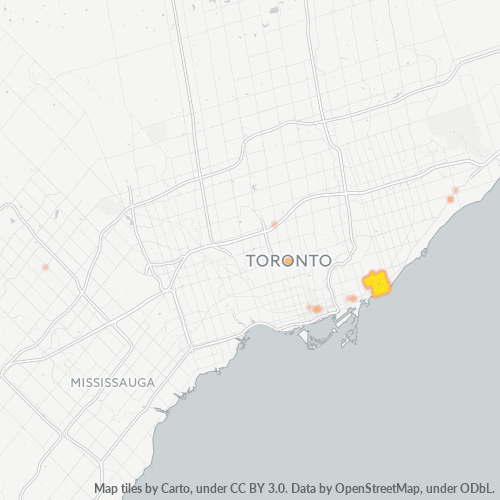 Bedrijfsconcentratie in Postcode M4E - Toronto, Ontario
