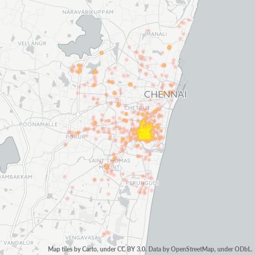 Bedrijfsconcentratie in Postcode 600018 - Madras, Tamil Nadu