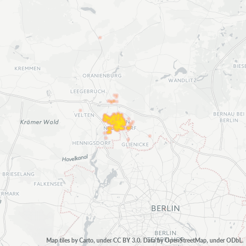 Verksamhetskoncentration i Postnummer 16540 - Hohen Neuendorf, Brandenburg