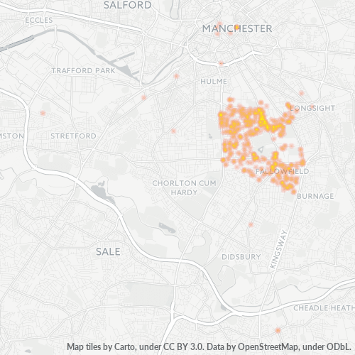 Virksomhedskoncentration i Postnummer M14 - Manchester City Centre, England