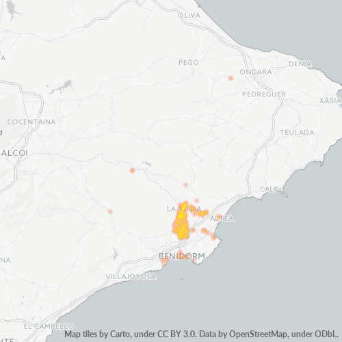 Bedrijfsconcentratie in Postcode 03530 - La Nucia, Valencia (autonome gemeenschap)