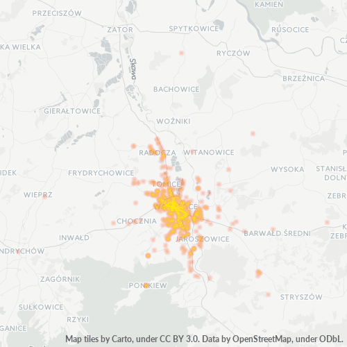 Bedrijfsconcentratie in Postcode 34-100 - Woiwodschap Klein-Polen