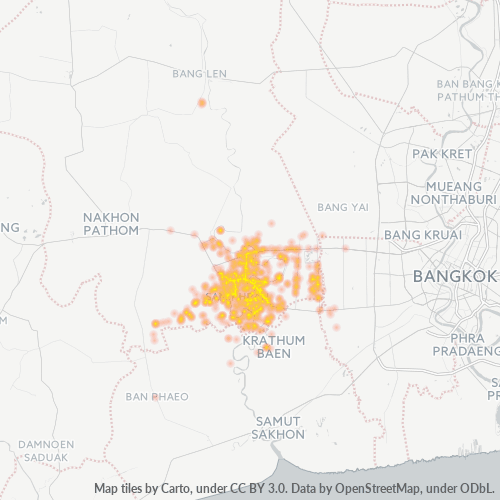 Bedrijfsconcentratie in Postcode 73110 - Sam Phran, Changwat Nakhon Pathom