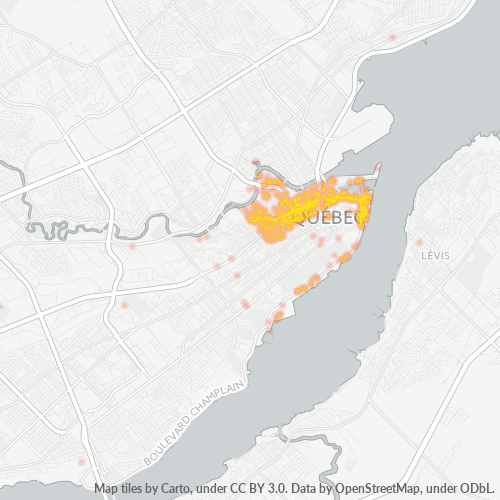 Bedrijfsconcentratie in Postcode G1K - Quebec (stad)