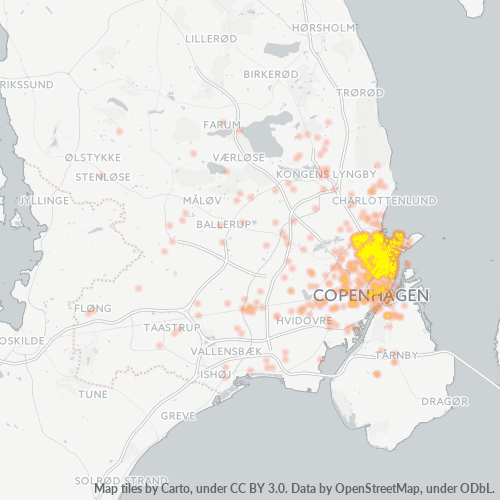 Dami ng Negosyo sa Postal Code 2100 - Copenhague, Region Hovedstaden