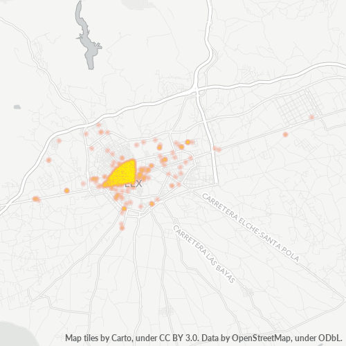 Besighheidskonsentrasie in Poskode 03201 - Elche, Comunitat Valenciana